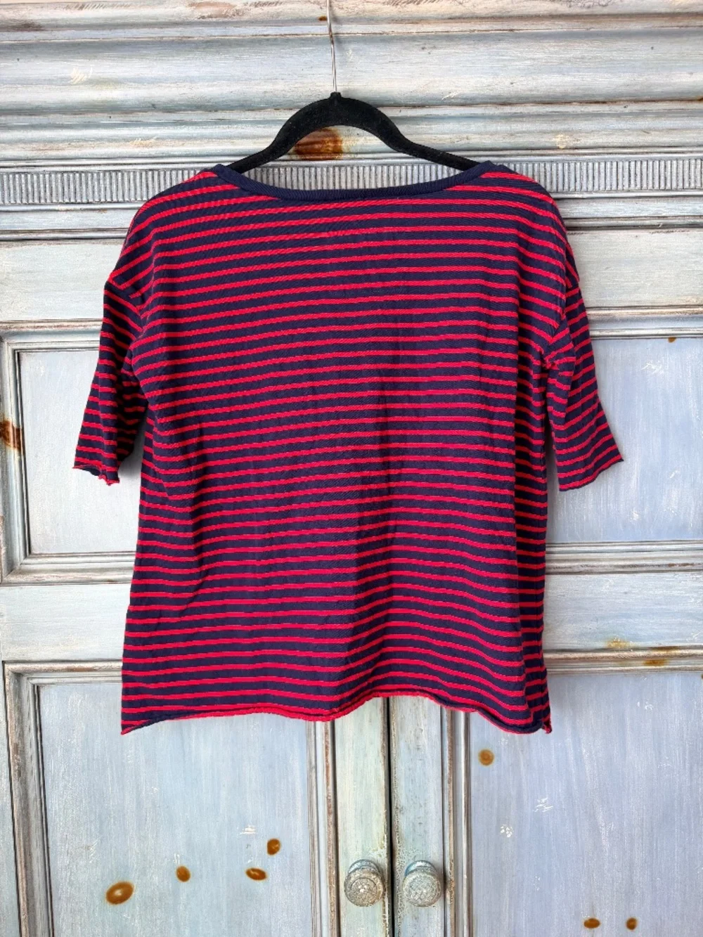 Frank & Eileen Josephien French Stripped Herritage Terry Tee in Navy/Red XS - Picture 9 of 9